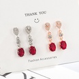 Korean diamond rose ruby long copper earrings wholesalepicture13